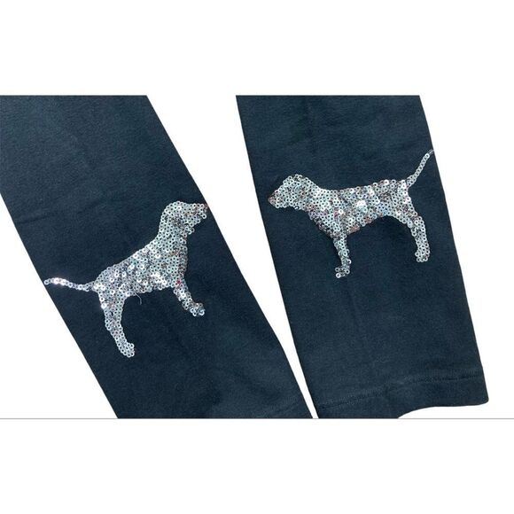 Victoria's Secret bling sequin dog logo black Leggings - Picture 6 of 8